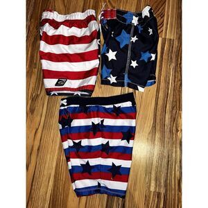 Laguna OP Crazy 8 Swimming Trunks Boys Size 3T Toddler American Flag‎ Red White